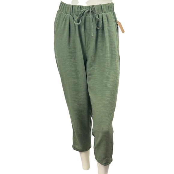 Zenana Pants - Zenana Olive Green High Waist Jogger Pants Coastal Grandma Lagenlook Earthy